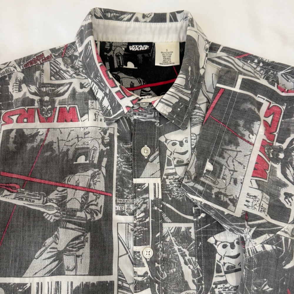 Mens Star Wars‎ Comic Book Print Short Sleeve Button Up Shirt